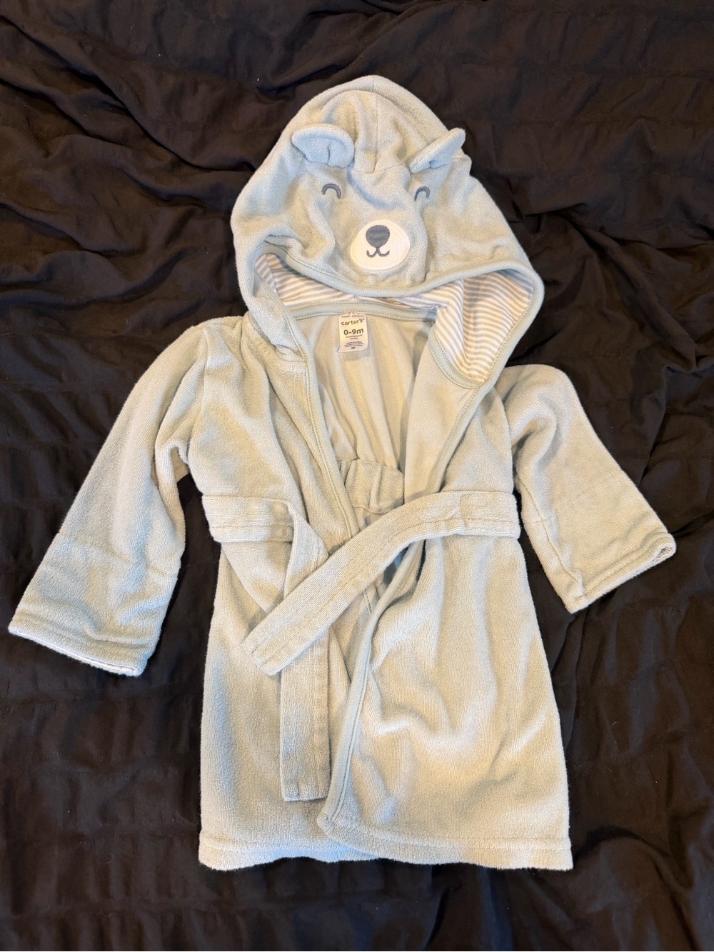 Carter's Hooded Bear Robe Size 0-9 Months Like New